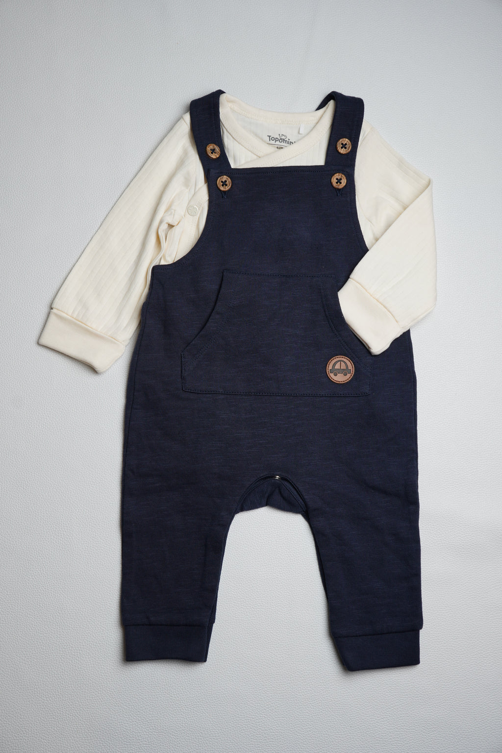 Dungaree Navy blue brown car logo