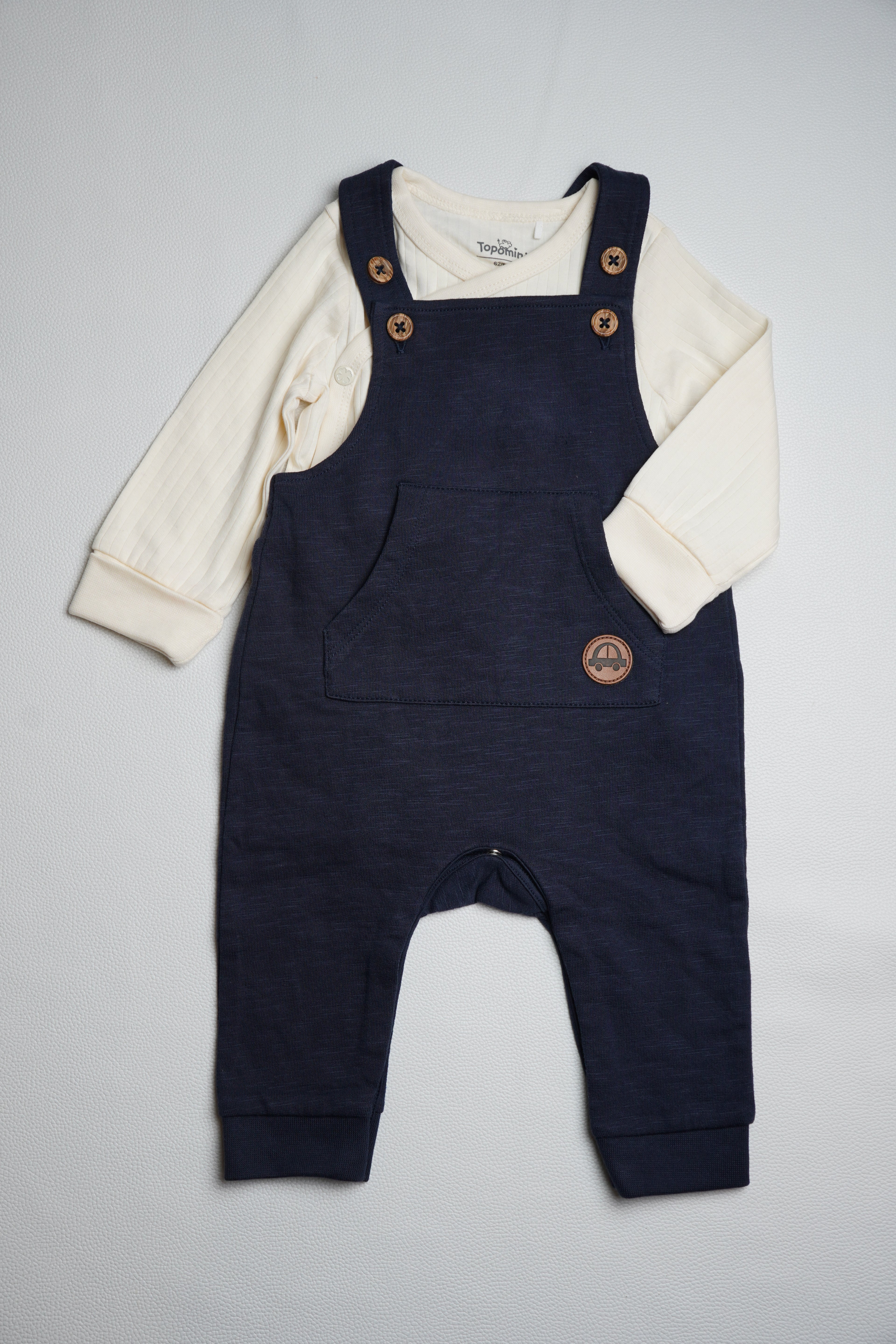 Dungaree Navy blue brown car logo