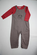 Dungaree Brown with red tee