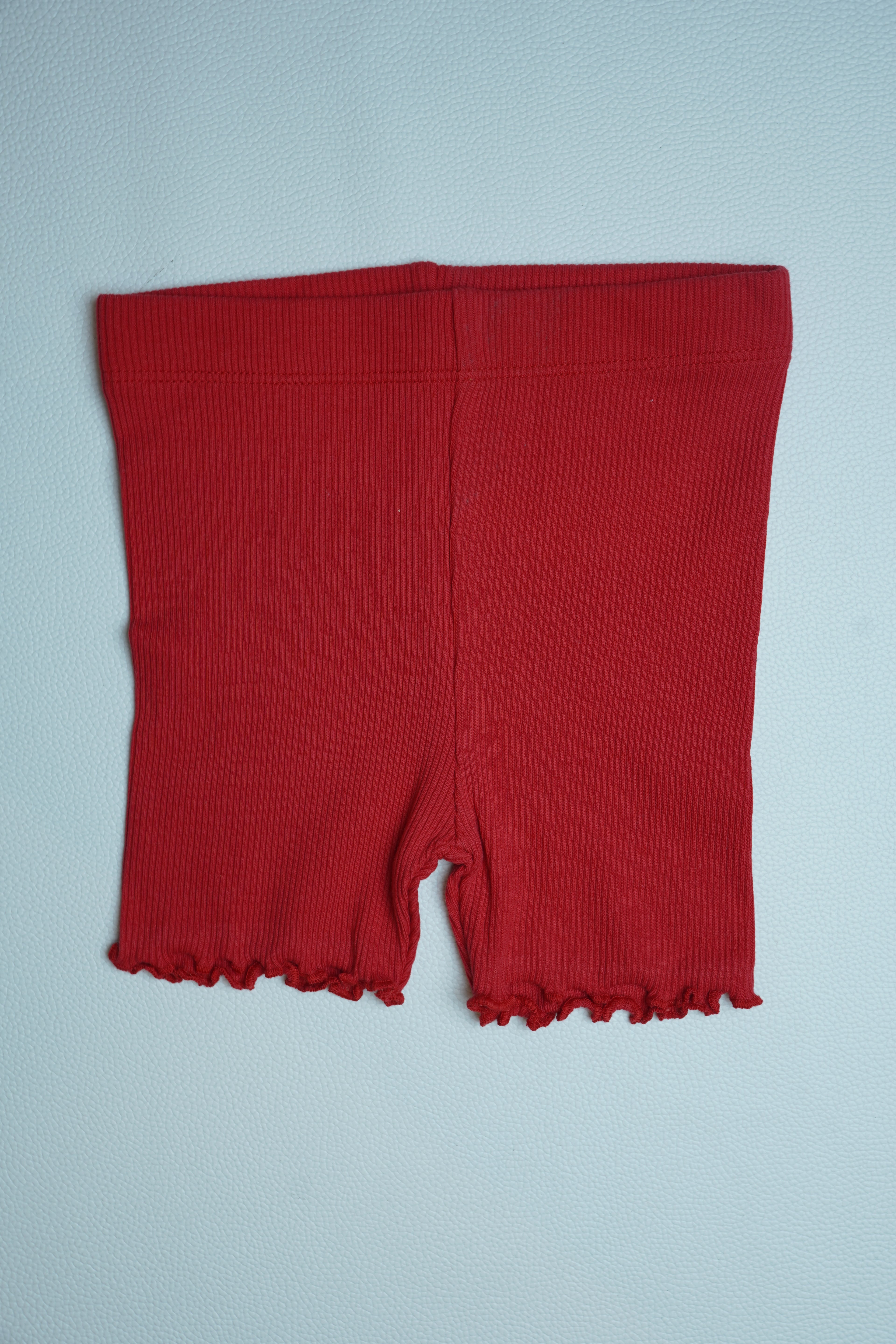 Red Ribbed Shorts
