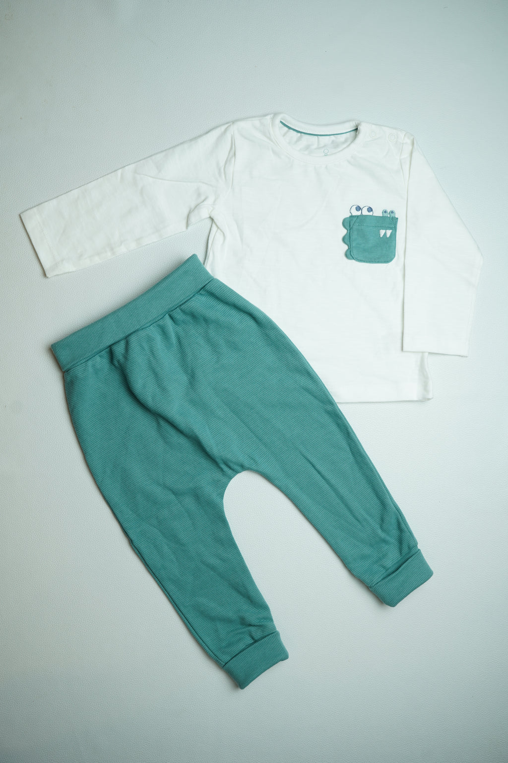 White tee with Teal pant