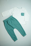 White tee with Teal pant