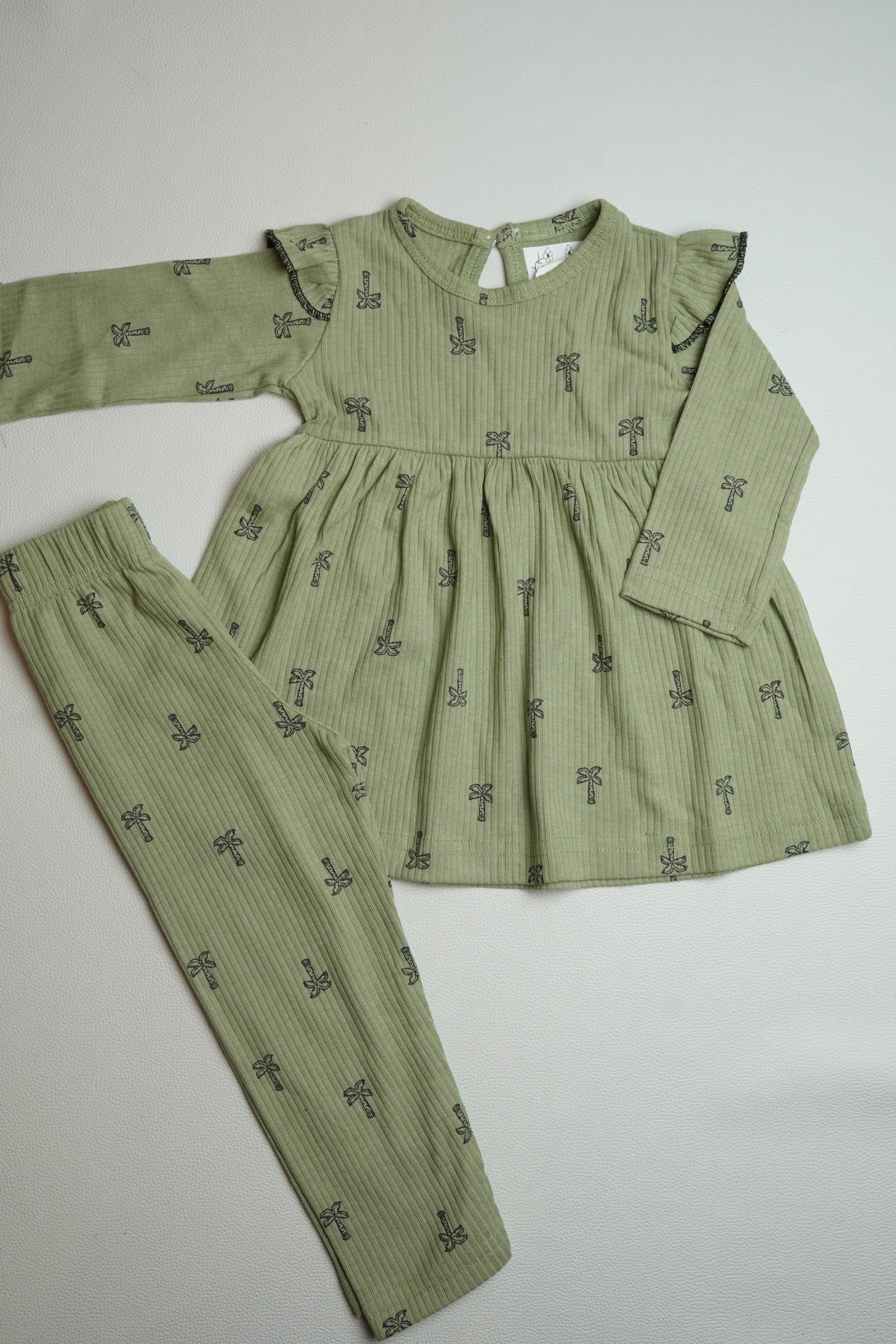 Green Ribbed | Frock set
