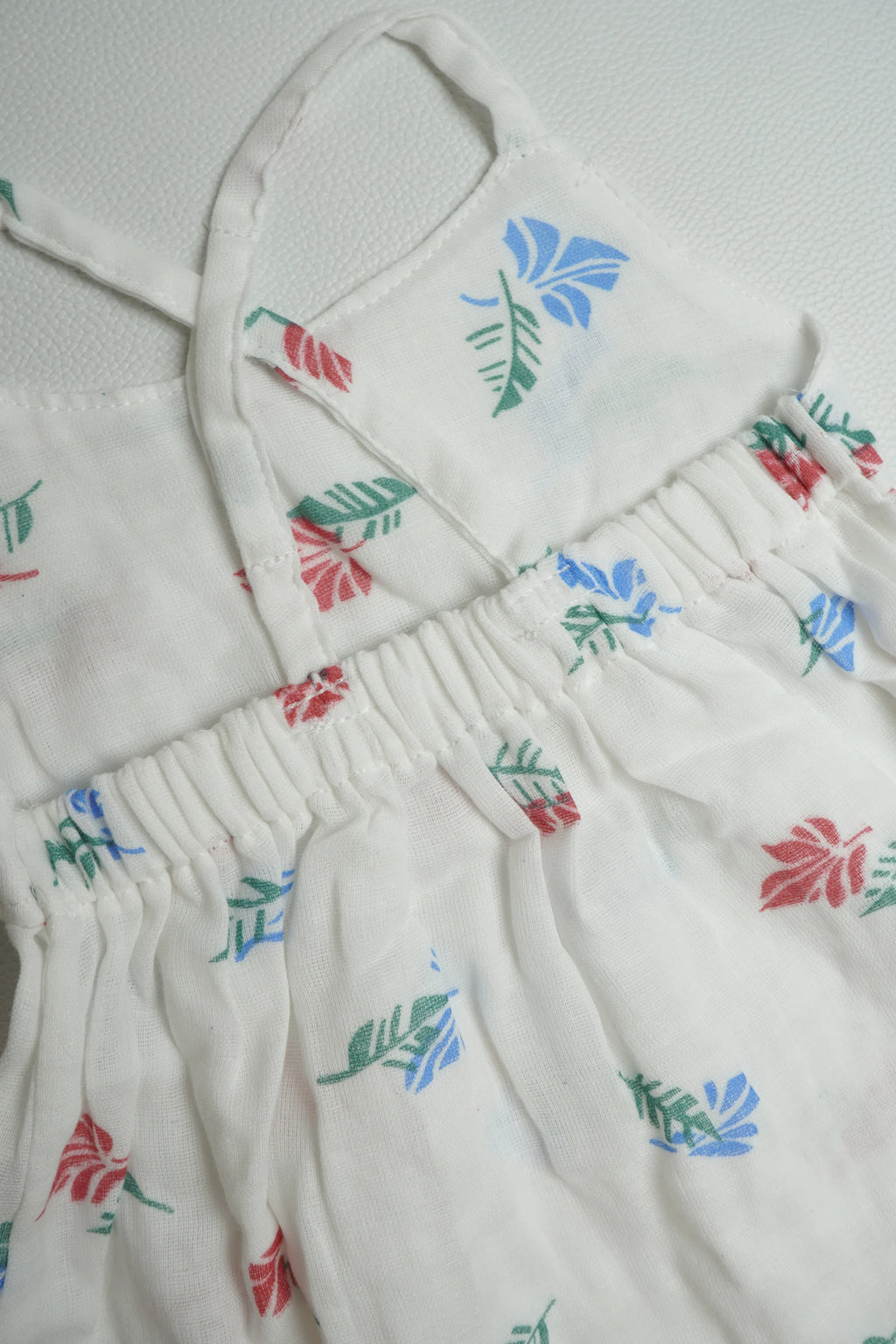 Blue & Red Leaf | Muslin Frock