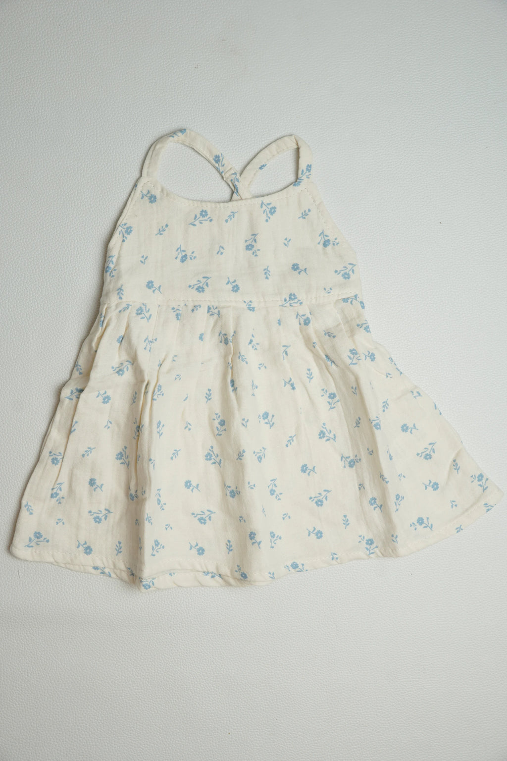 Cream blue flower | Muslin Frock