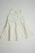 Cream blue flower | Muslin Frock