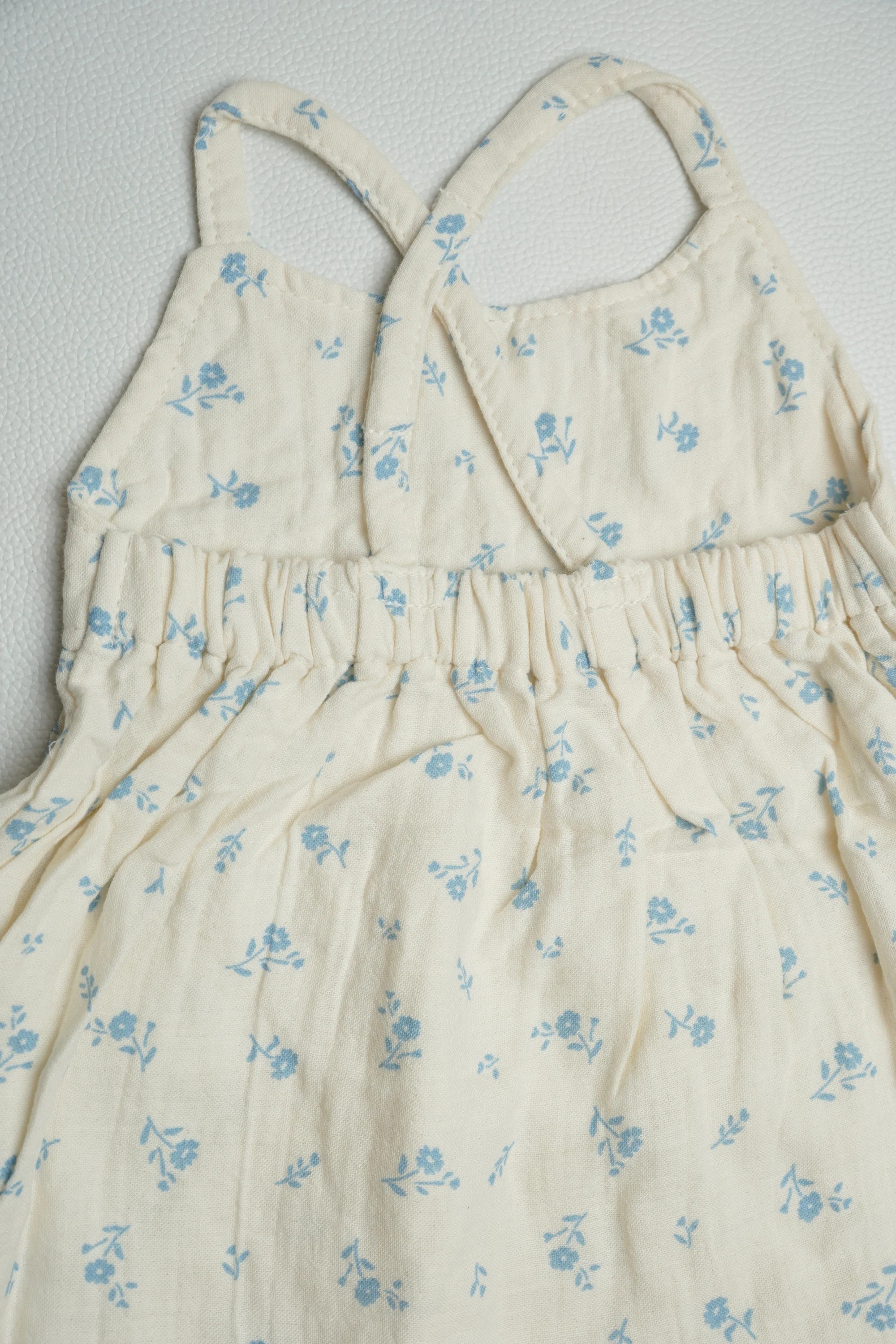 Cream blue flower | Muslin Frock